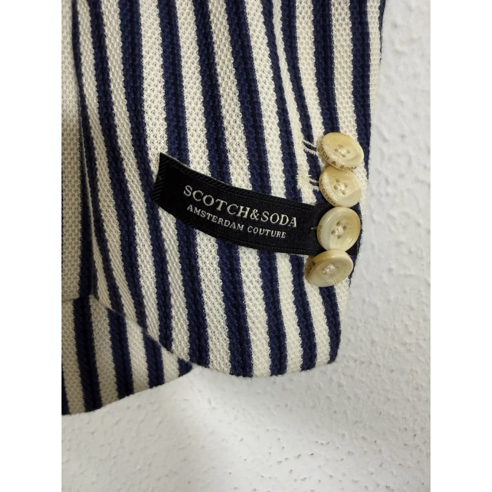 SCOTCH & SODA STRIPED SINGLE BREASTED BLAZER Men’s Large Organic Cotton $450